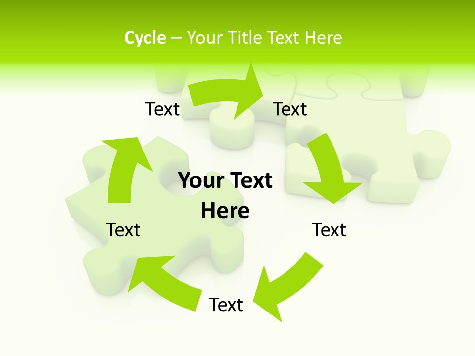 A Group Of Green Puzzle Pieces On A White Background PowerPoint Template