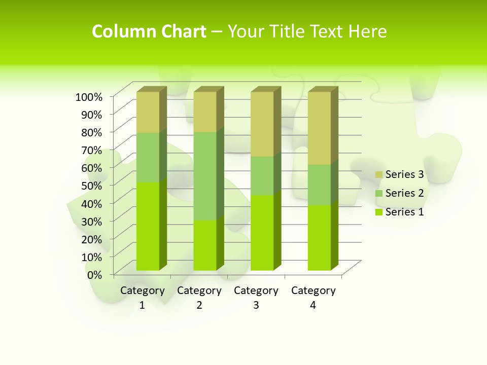A Group Of Green Puzzle Pieces On A White Background PowerPoint Template
