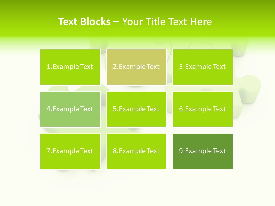A Group Of Green Puzzle Pieces On A White Background PowerPoint Template