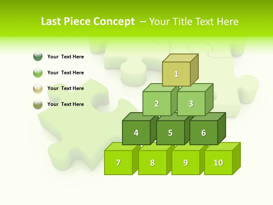 A Group Of Green Puzzle Pieces On A White Background PowerPoint Template