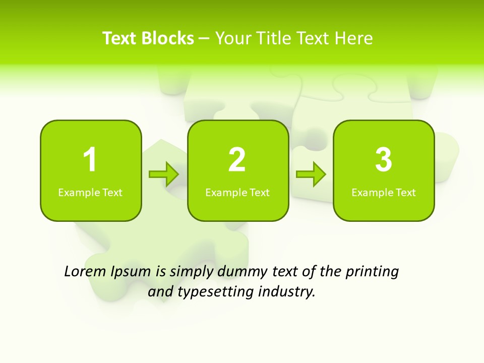 A Group Of Green Puzzle Pieces On A White Background PowerPoint Template