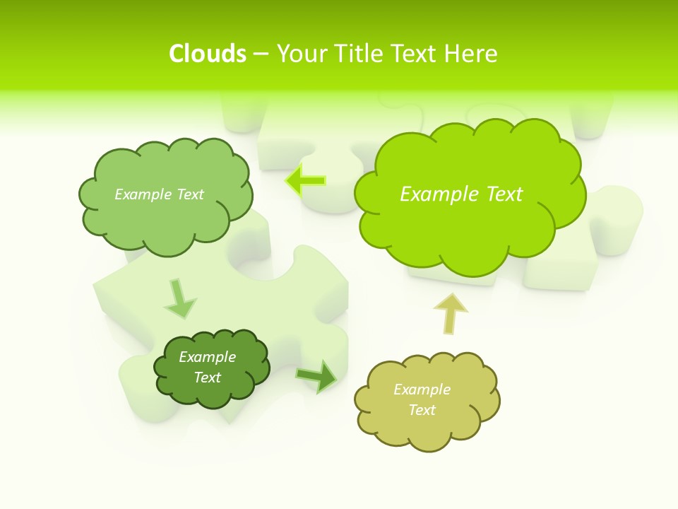 A Group Of Green Puzzle Pieces On A White Background PowerPoint Template
