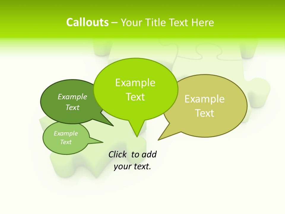 A Group Of Green Puzzle Pieces On A White Background PowerPoint Template