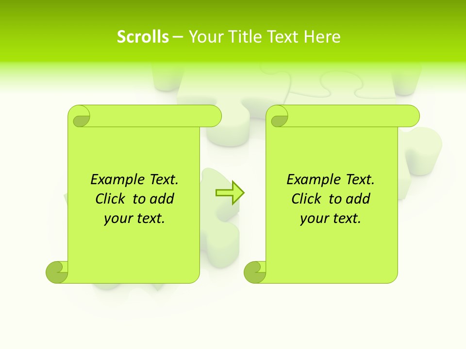 A Group Of Green Puzzle Pieces On A White Background PowerPoint Template