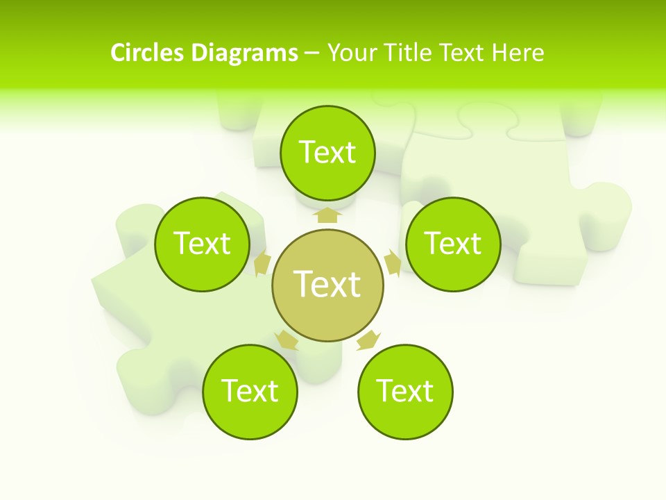 A Group Of Green Puzzle Pieces On A White Background PowerPoint Template