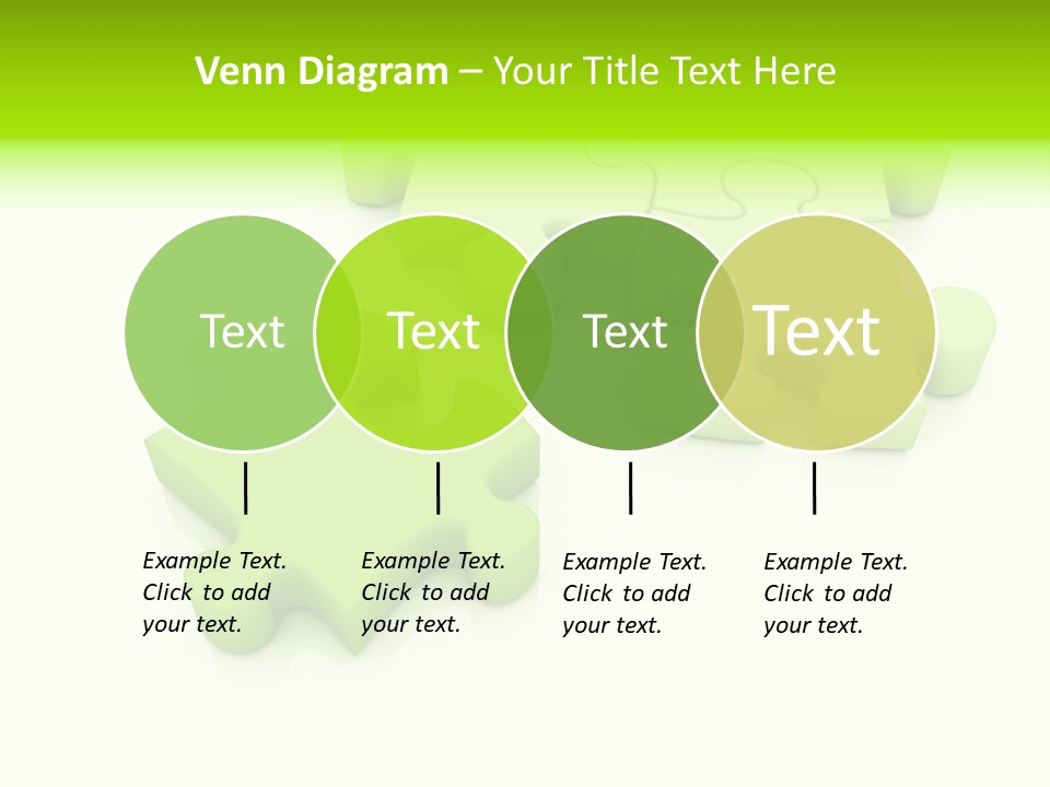 A Group Of Green Puzzle Pieces On A White Background PowerPoint Template