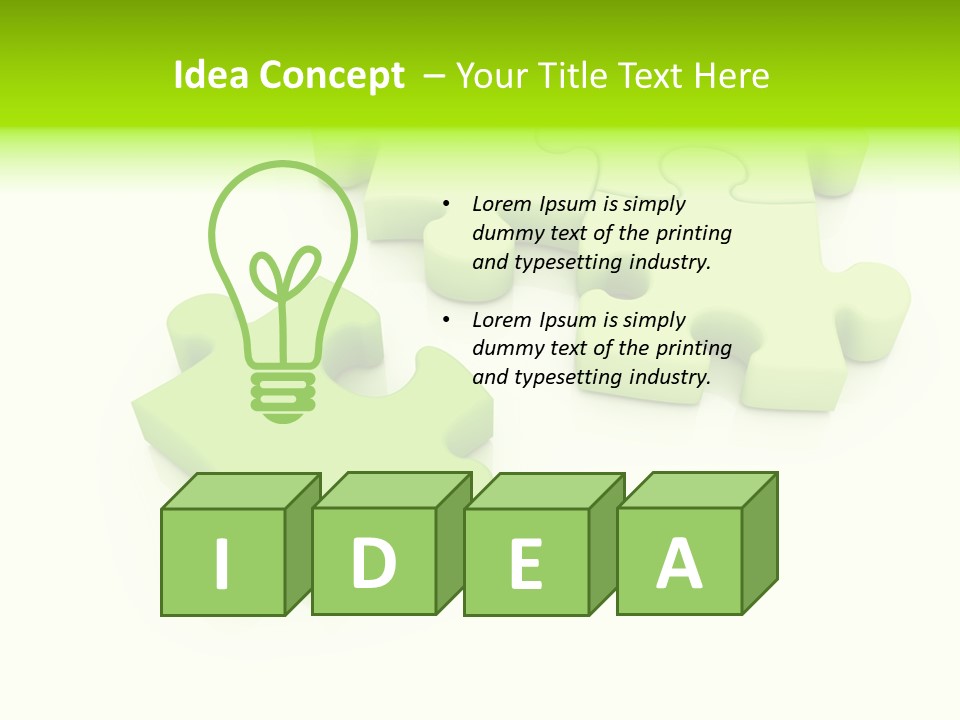 A Group Of Green Puzzle Pieces On A White Background PowerPoint Template