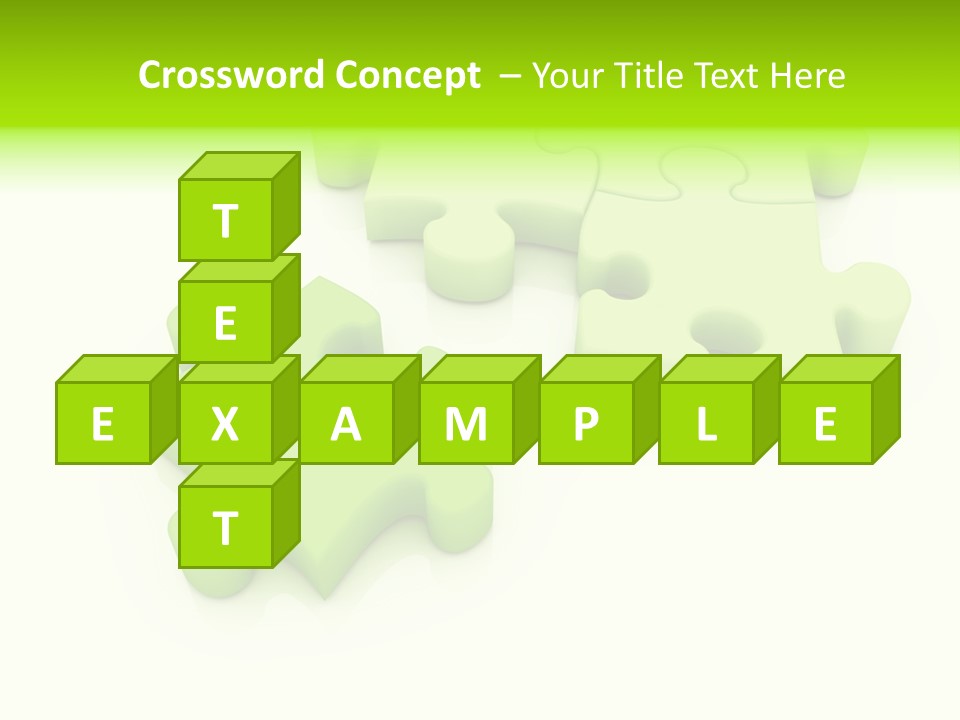 A Group Of Green Puzzle Pieces On A White Background PowerPoint Template