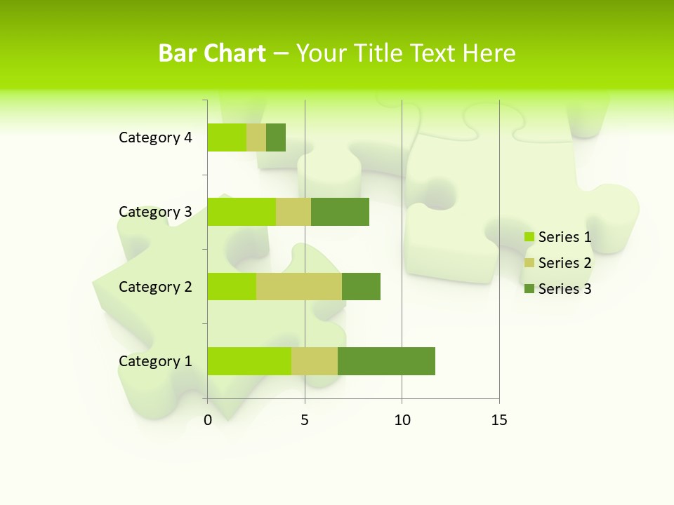 A Group Of Green Puzzle Pieces On A White Background PowerPoint Template