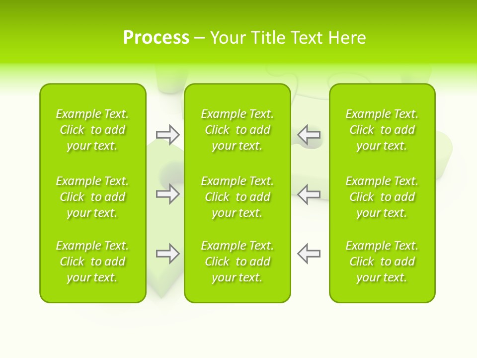 A Group Of Green Puzzle Pieces On A White Background PowerPoint Template
