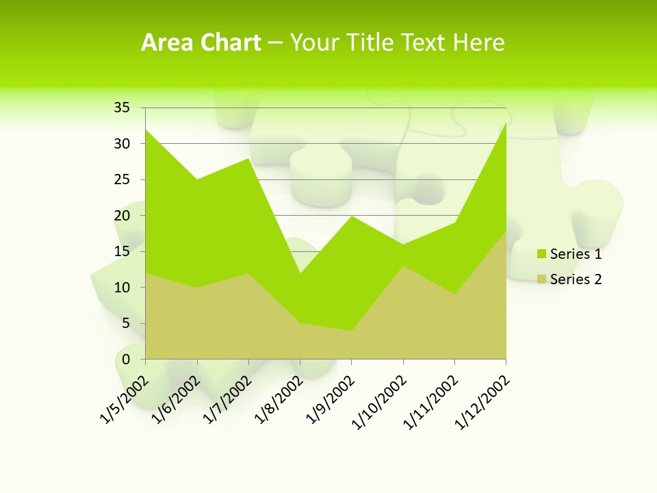 A Group Of Green Puzzle Pieces On A White Background PowerPoint Template