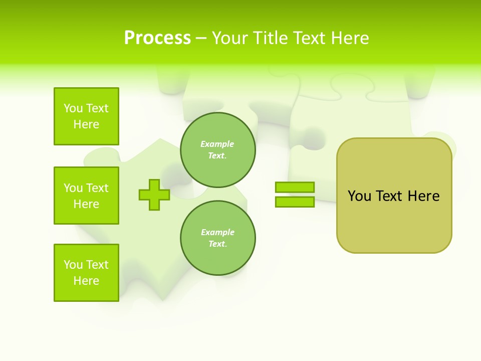 A Group Of Green Puzzle Pieces On A White Background PowerPoint Template