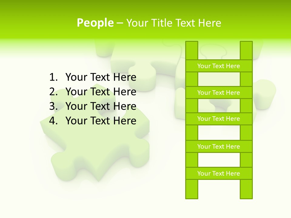 A Group Of Green Puzzle Pieces On A White Background PowerPoint Template