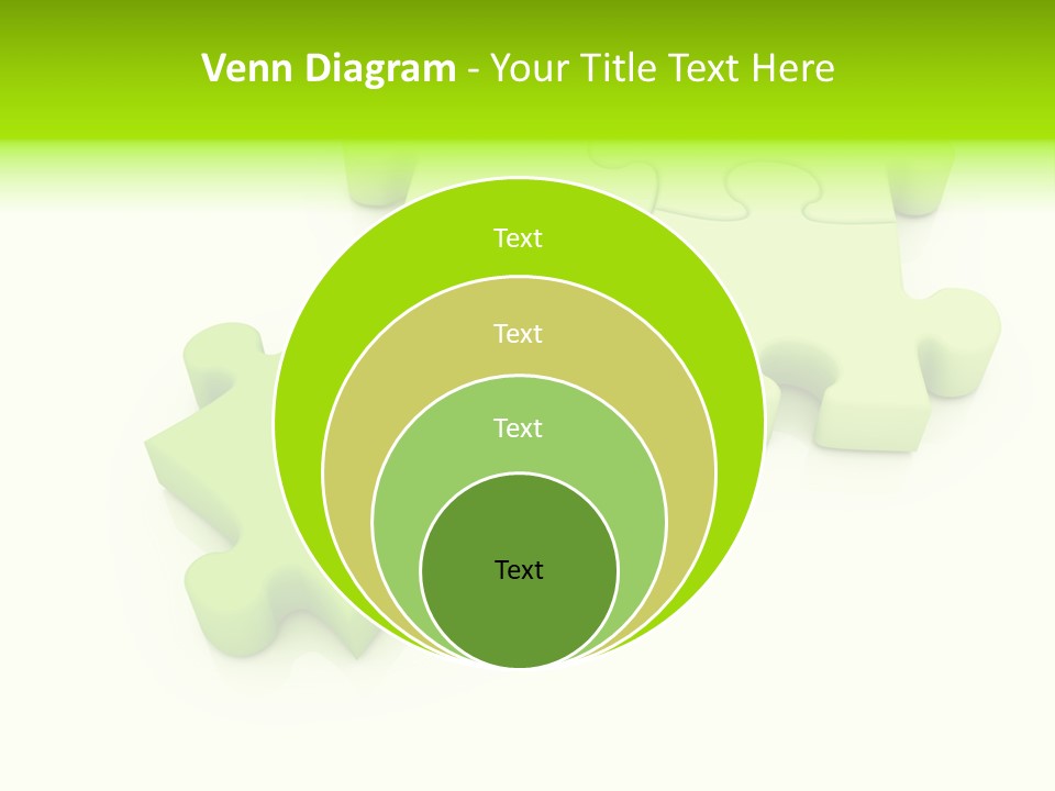 A Group Of Green Puzzle Pieces On A White Background PowerPoint Template