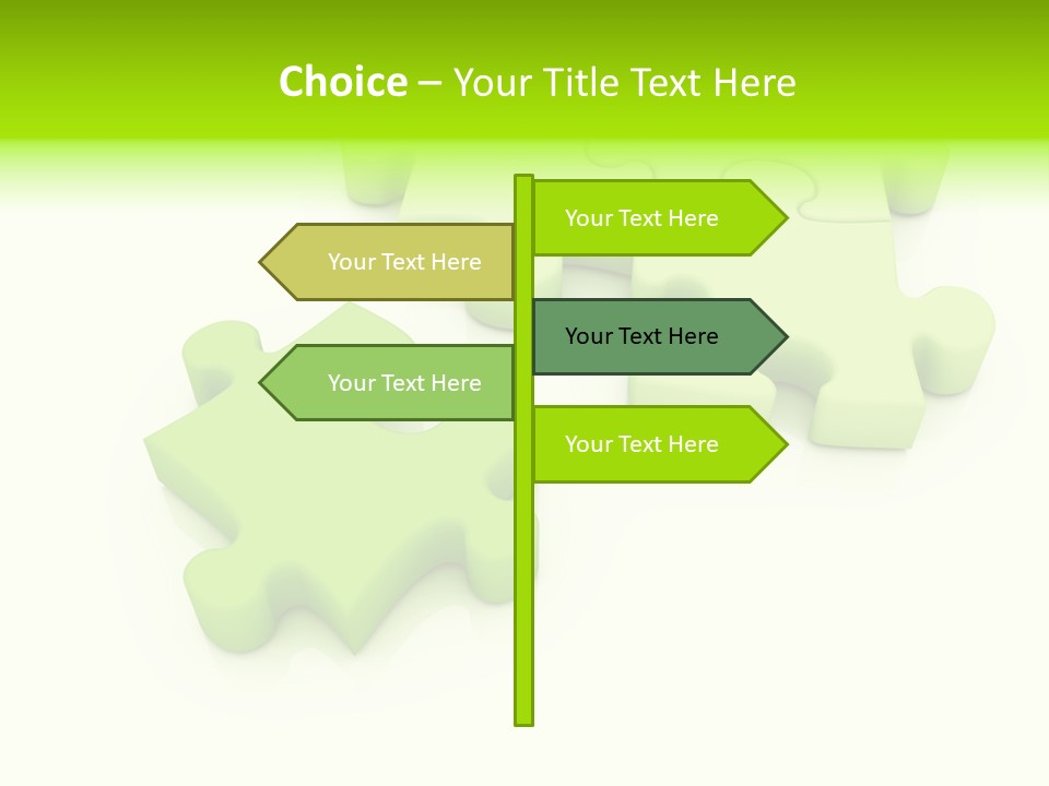 A Group Of Green Puzzle Pieces On A White Background PowerPoint Template