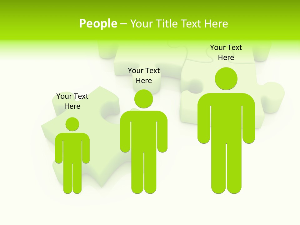 A Group Of Green Puzzle Pieces On A White Background PowerPoint Template