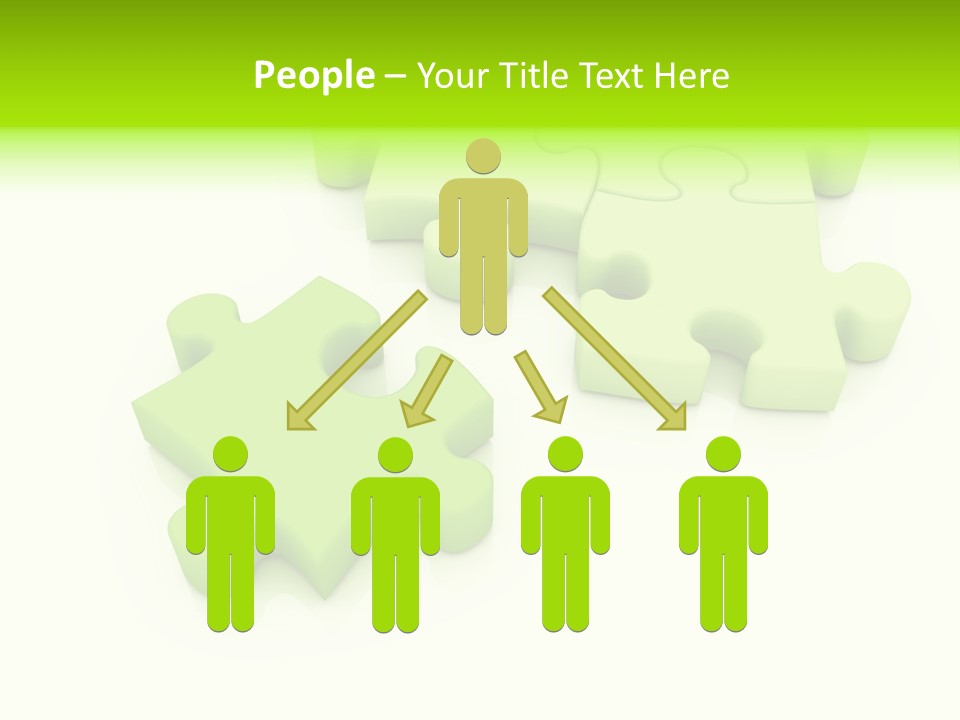 A Group Of Green Puzzle Pieces On A White Background PowerPoint Template