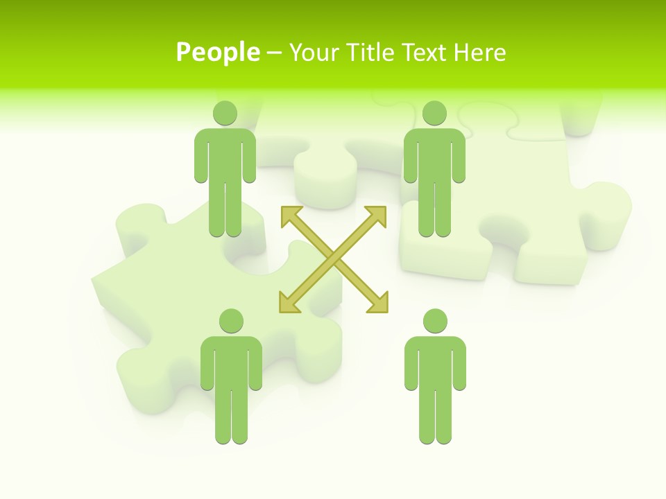 A Group Of Green Puzzle Pieces On A White Background PowerPoint Template