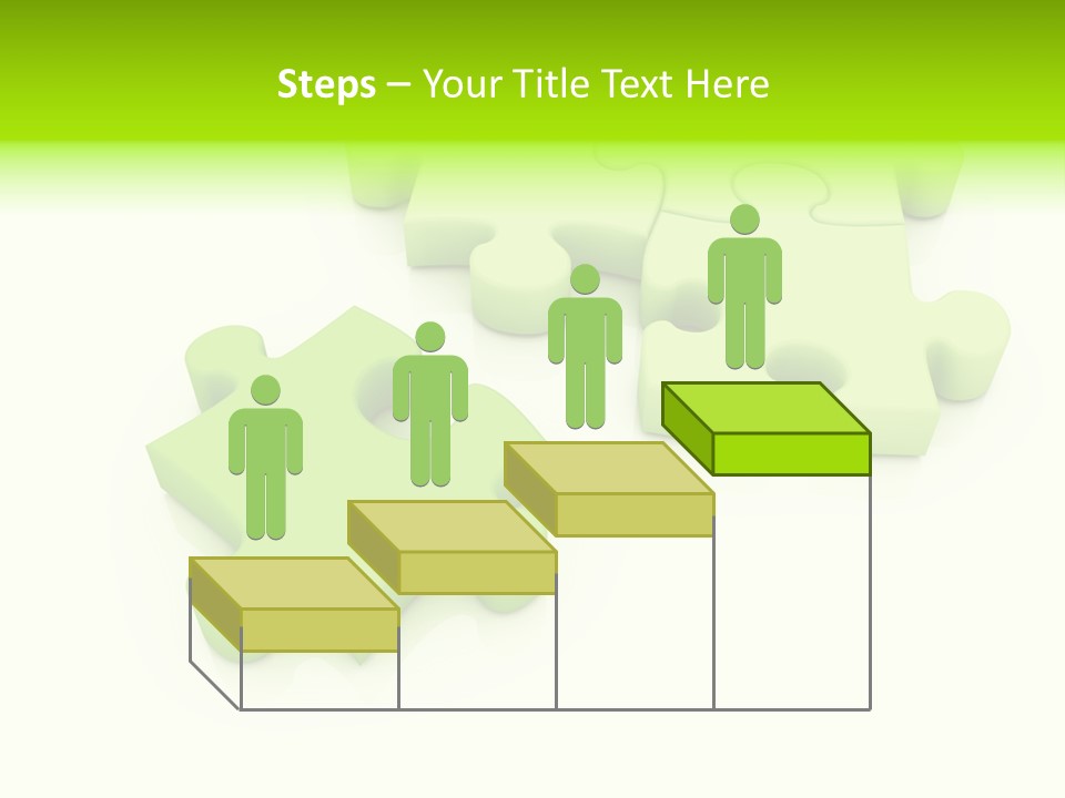 A Group Of Green Puzzle Pieces On A White Background PowerPoint Template