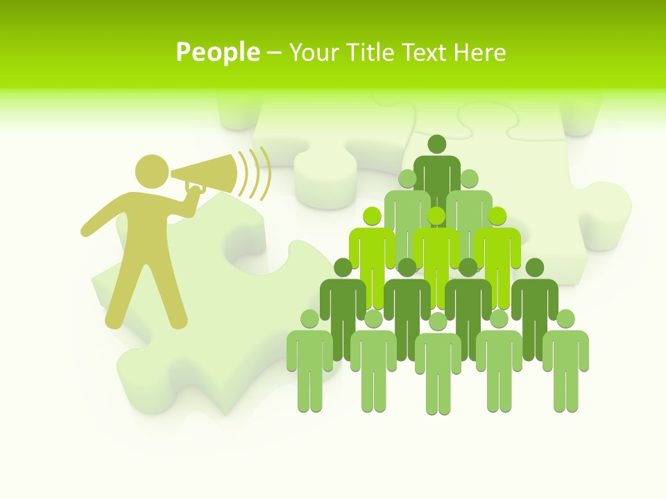 A Group Of Green Puzzle Pieces On A White Background PowerPoint Template