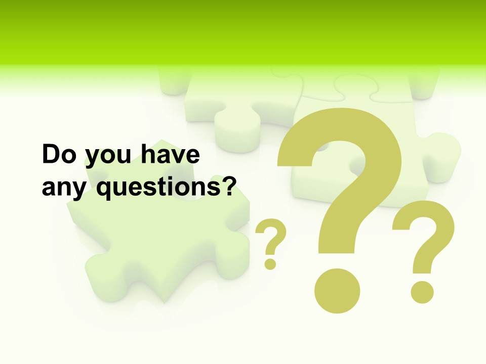 A Group Of Green Puzzle Pieces On A White Background PowerPoint Template