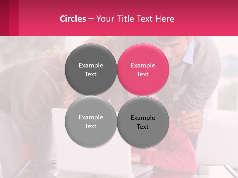 A Woman And A Man Are Looking At A Laptop PowerPoint Template