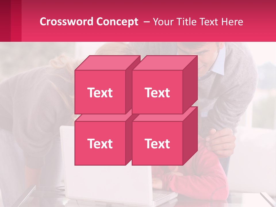 A Woman And A Man Are Looking At A Laptop PowerPoint Template