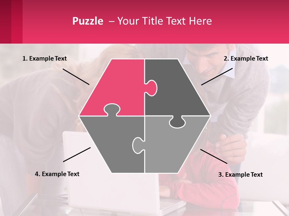 A Woman And A Man Are Looking At A Laptop PowerPoint Template