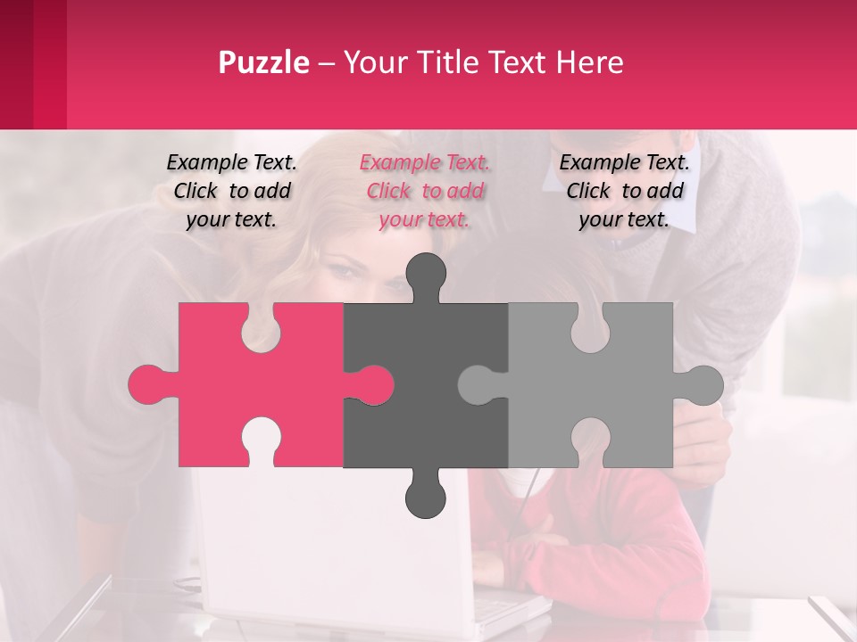 A Woman And A Man Are Looking At A Laptop PowerPoint Template