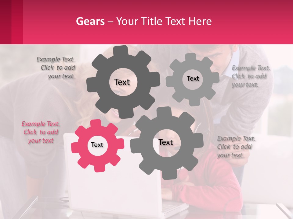 A Woman And A Man Are Looking At A Laptop PowerPoint Template