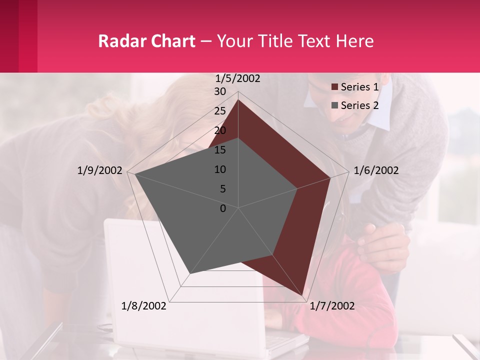 A Woman And A Man Are Looking At A Laptop PowerPoint Template