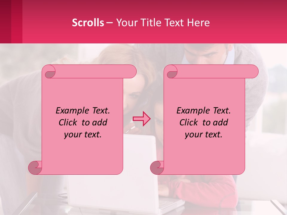 A Woman And A Man Are Looking At A Laptop PowerPoint Template