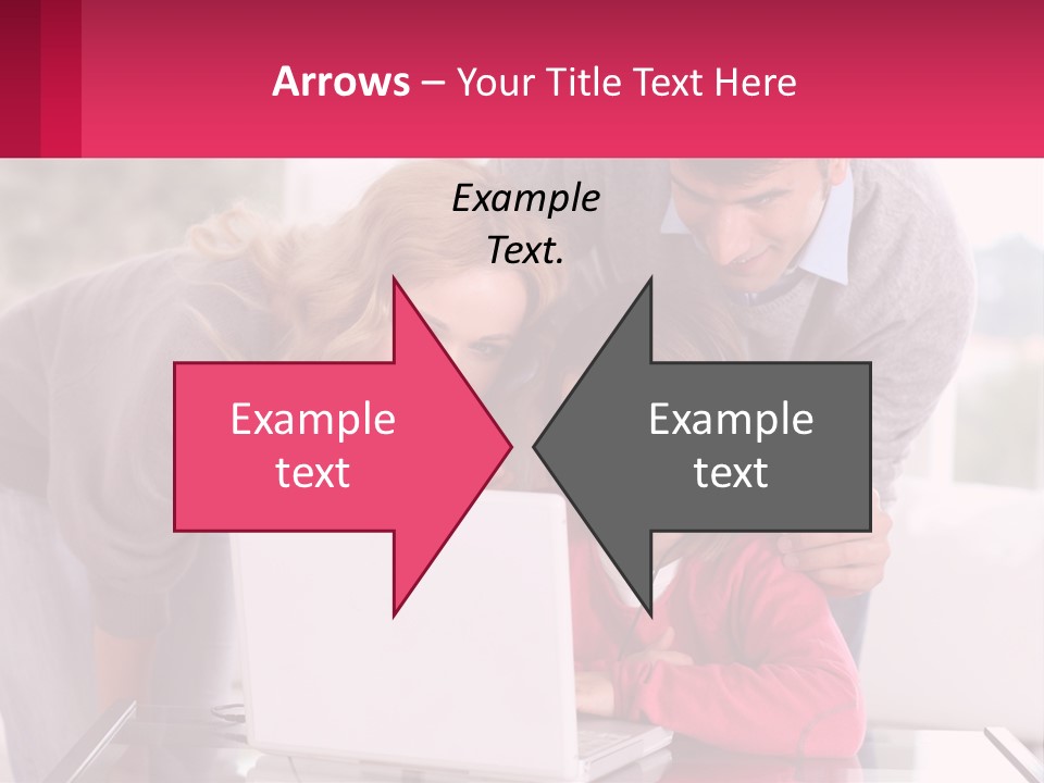 A Woman And A Man Are Looking At A Laptop PowerPoint Template