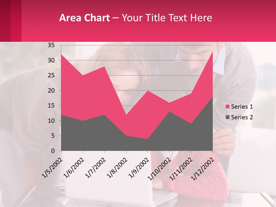 A Woman And A Man Are Looking At A Laptop PowerPoint Template