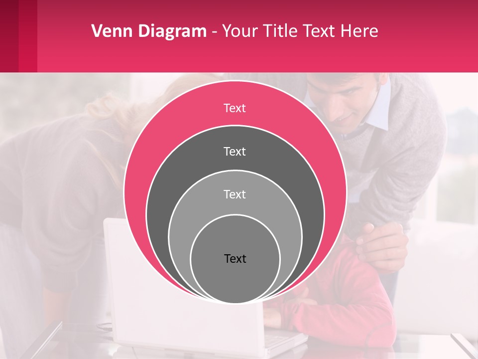 A Woman And A Man Are Looking At A Laptop PowerPoint Template