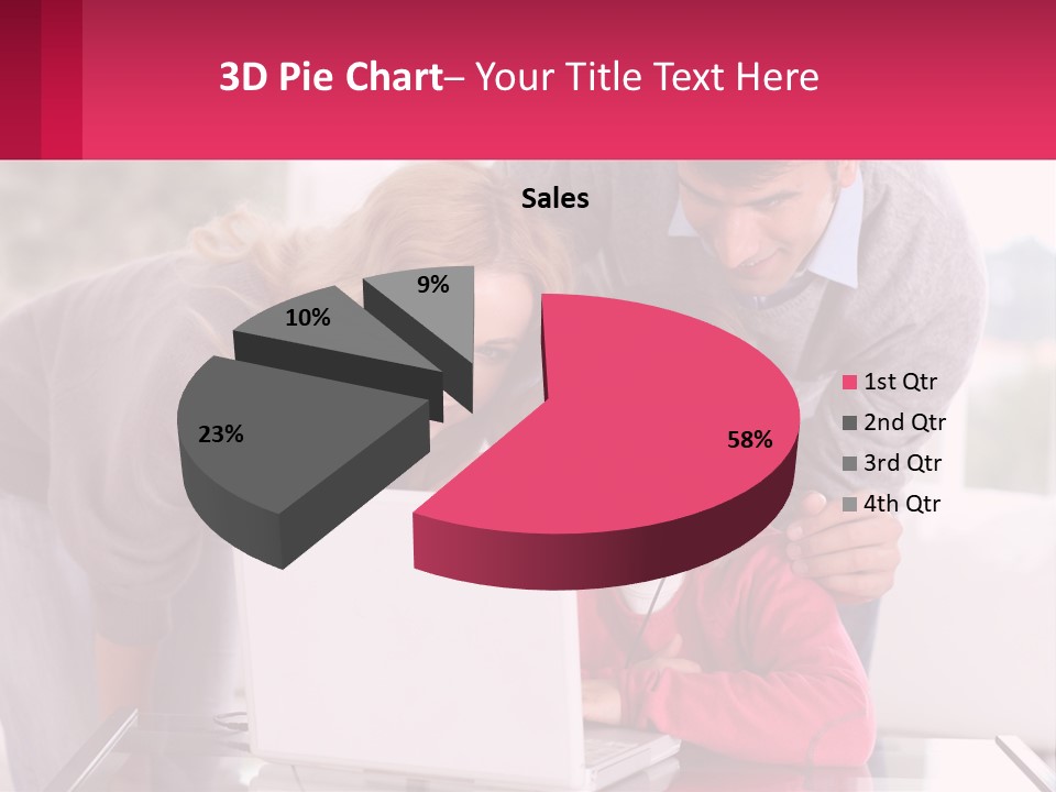 A Woman And A Man Are Looking At A Laptop PowerPoint Template