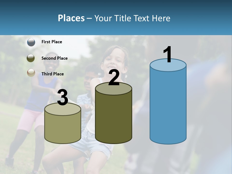 A Group Of Children Playing Tug Of War In A Park PowerPoint Template