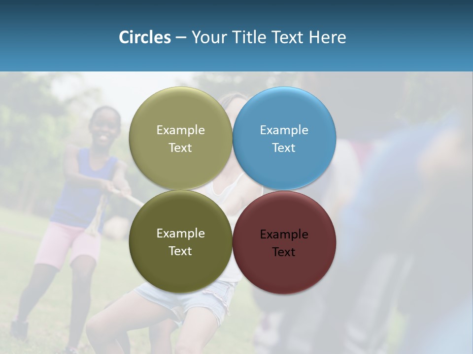 A Group Of Children Playing Tug Of War In A Park PowerPoint Template