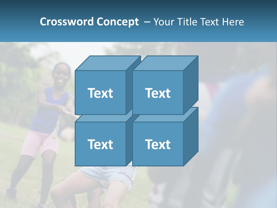 A Group Of Children Playing Tug Of War In A Park PowerPoint Template