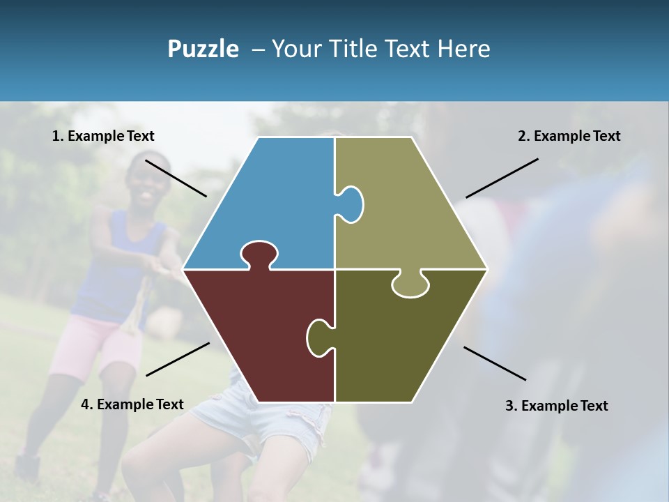 A Group Of Children Playing Tug Of War In A Park PowerPoint Template