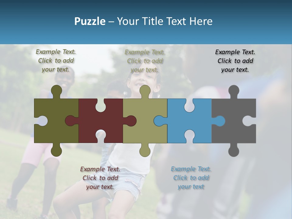 A Group Of Children Playing Tug Of War In A Park PowerPoint Template