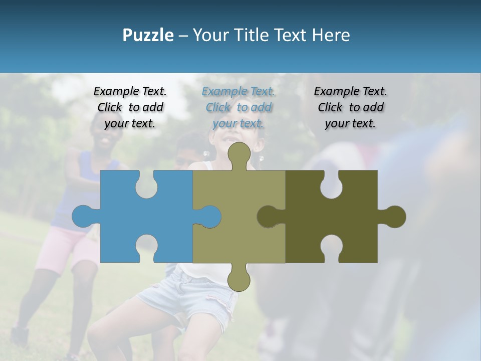 A Group Of Children Playing Tug Of War In A Park PowerPoint Template