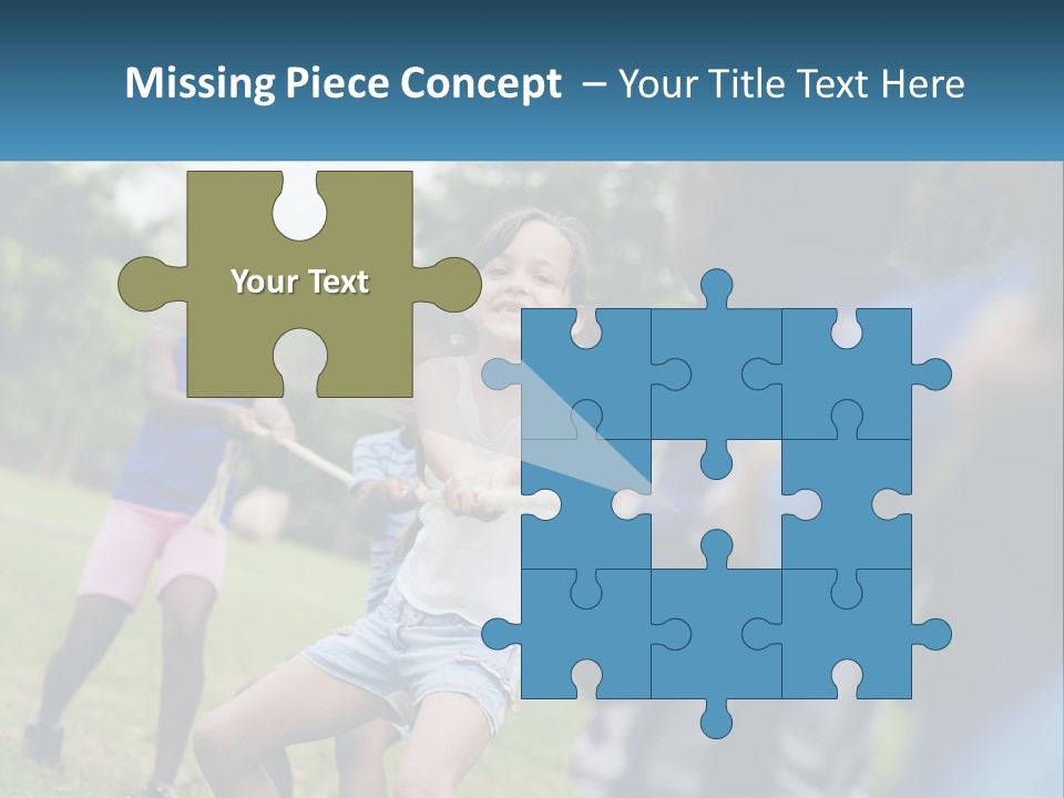 A Group Of Children Playing Tug Of War In A Park PowerPoint Template