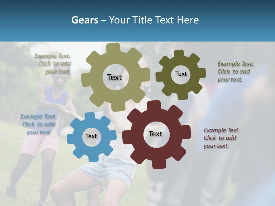 A Group Of Children Playing Tug Of War In A Park PowerPoint Template