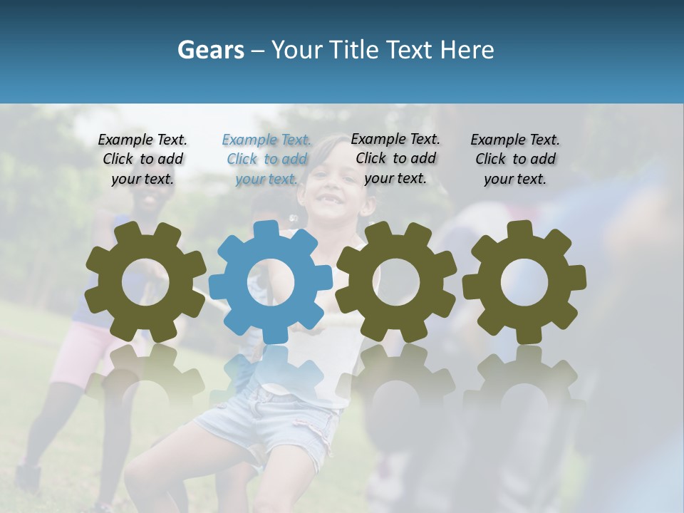 A Group Of Children Playing Tug Of War In A Park PowerPoint Template