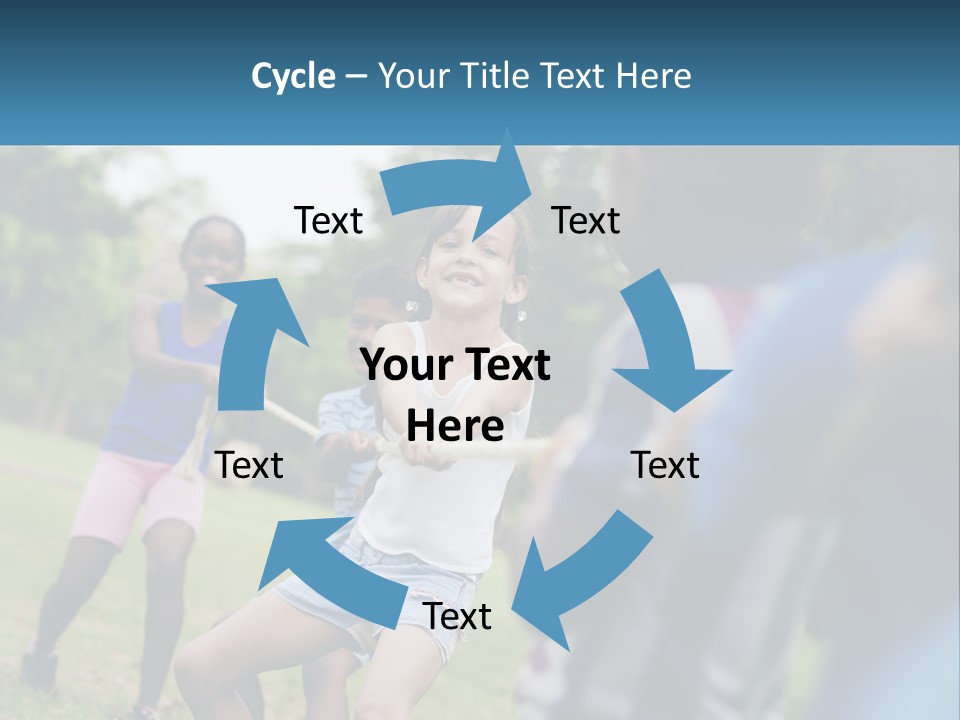 A Group Of Children Playing Tug Of War In A Park PowerPoint Template