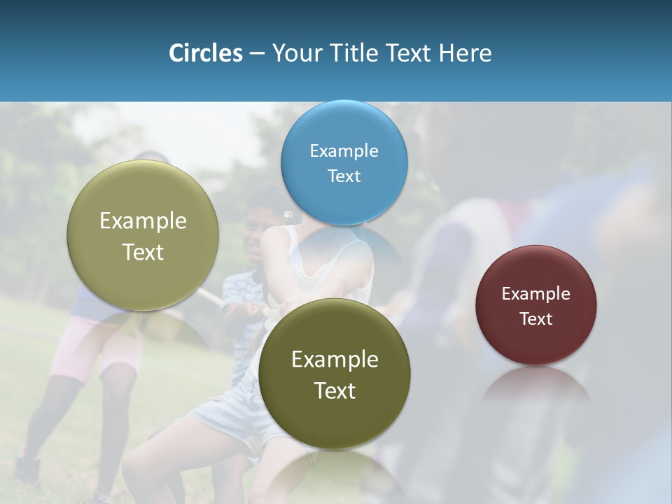A Group Of Children Playing Tug Of War In A Park PowerPoint Template