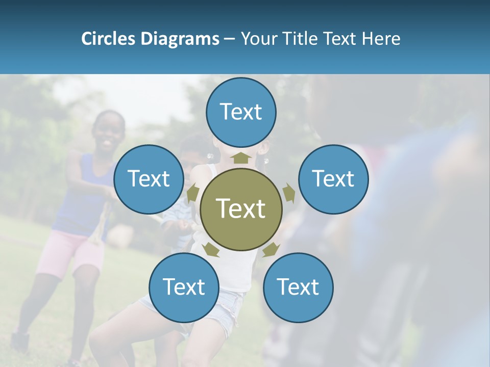 A Group Of Children Playing Tug Of War In A Park PowerPoint Template