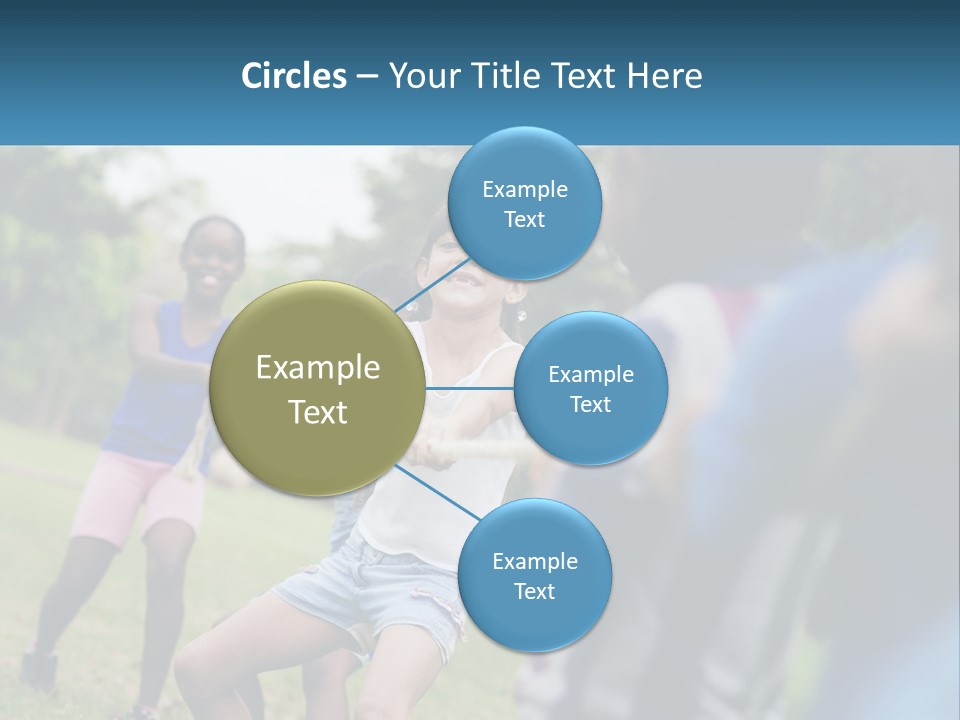 A Group Of Children Playing Tug Of War In A Park PowerPoint Template
