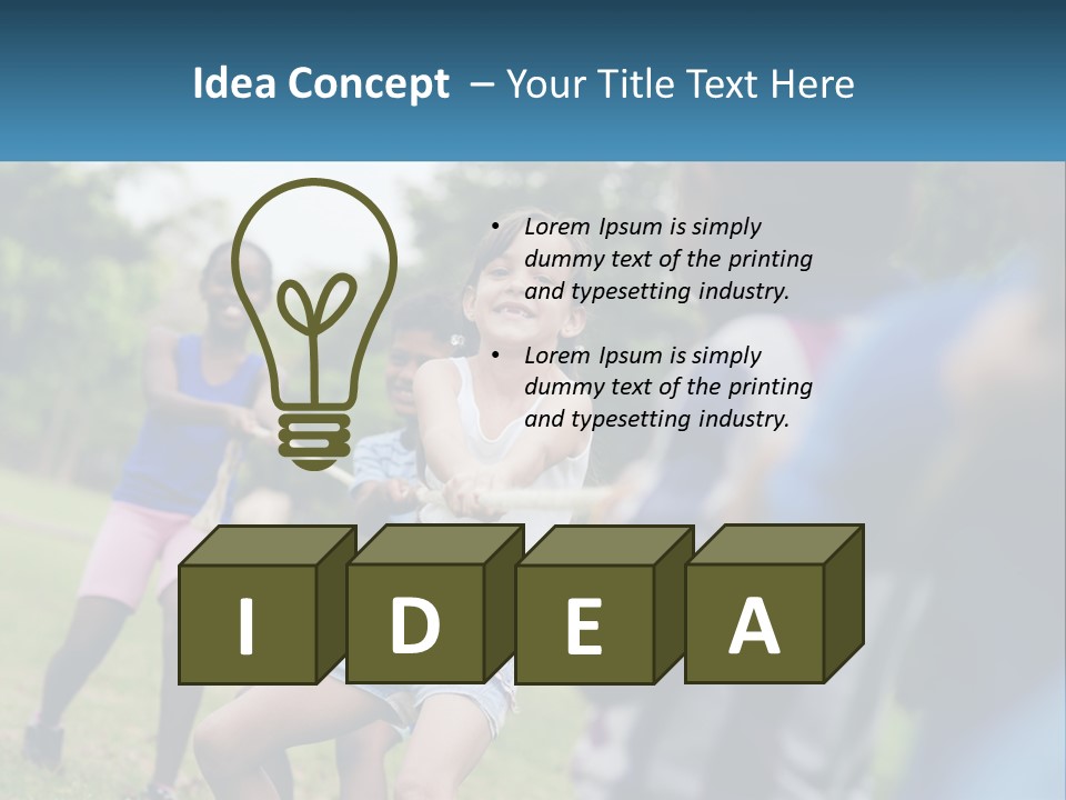 A Group Of Children Playing Tug Of War In A Park PowerPoint Template